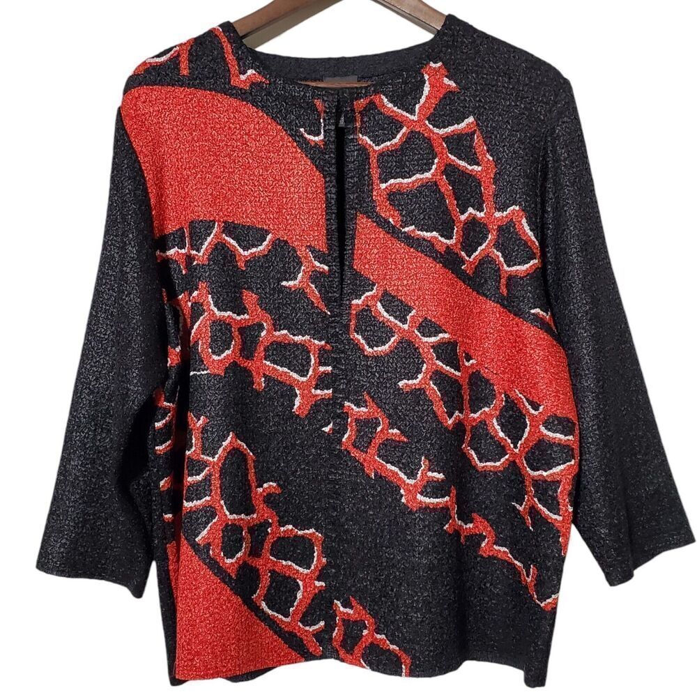 Chico’s Travelers Jacket Size L (2) Chinese Asian Crinkle Open Front Womens